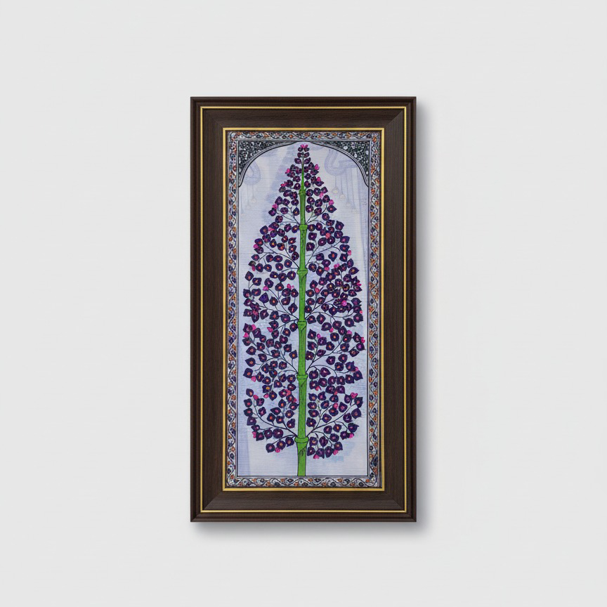 Kashmiri Paper Mâché “Tree of Life” Wall Panel (Framed)
