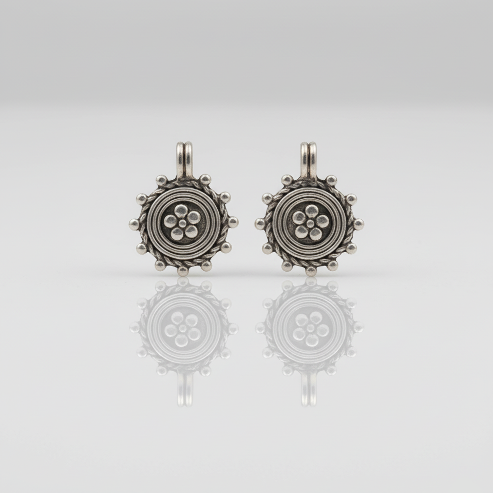 Round Medallion Pair in Antique Silver Finish