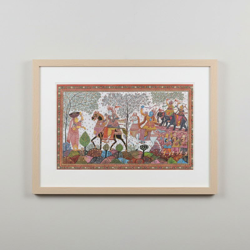 Pattachitra Painting – Royal Procession through Garden (Framed)